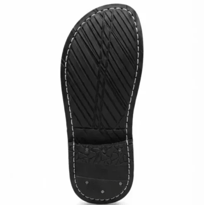 ZERMONTE original leather men's black slippers – top view