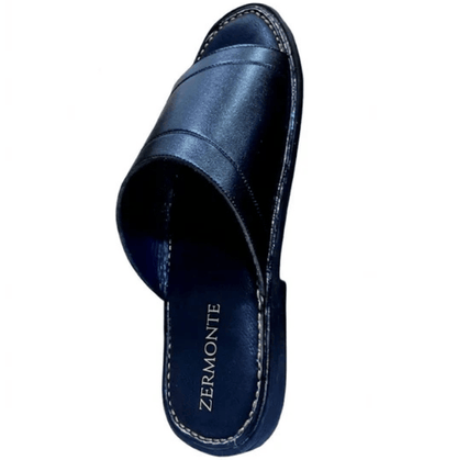 ZERMONTE black original leather slippers – close-up of leather texture